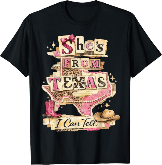 She's from-Texas I Can Tell Retro Vintage Texas-Girl T-Shirt