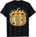 Pumpkin Sunflower Leopard Bow Fall Halloween Unisex T-shirt, Sweatshirt, Hoodie (1)