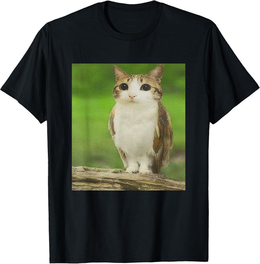 Cat Owl Funny Cursed Internet Trendy Meme T-Shirt