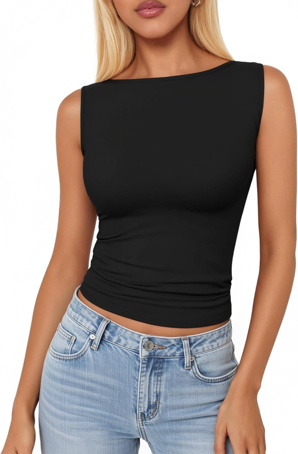 Women Boat Neck Tank Tops Sleeveless Basic Going Out Top Cute Slim Fit Outfit Shirts Summer Clothes 2026