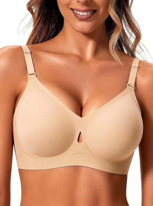 Jelly Wireless Bras for Women Sexy Comfortable Bra Bralettes V Neck No Underwire Bras Push Up Everyday Seamless Bra S XXL
