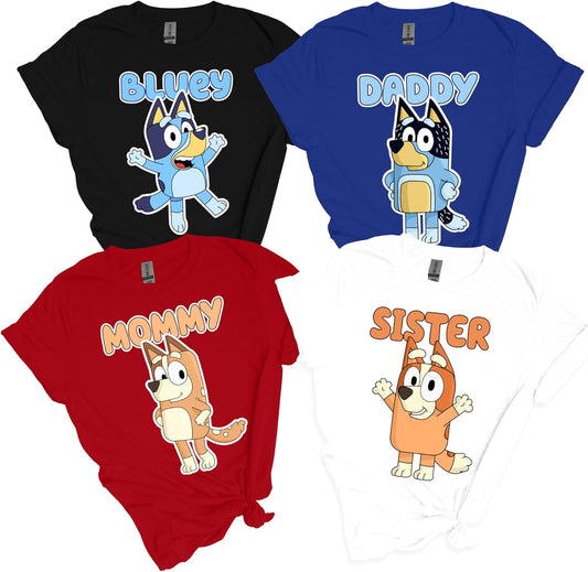 Personalized Family Matching Birthday Shirt, Family Cartoon Funny Shirts, Dog T-Shirt for Kids, Animal Toddler Shirts
