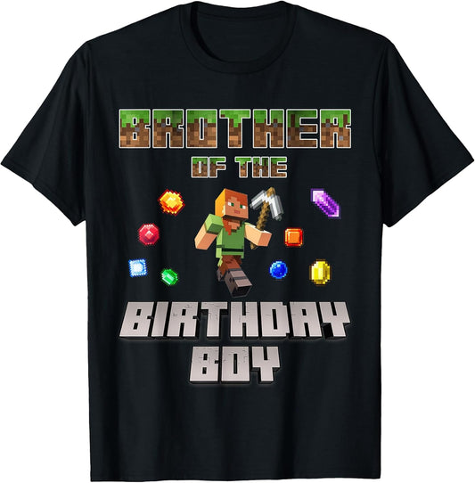 Brother Of The Birthday Boy Video Gamer Pixel Number T-Shirt