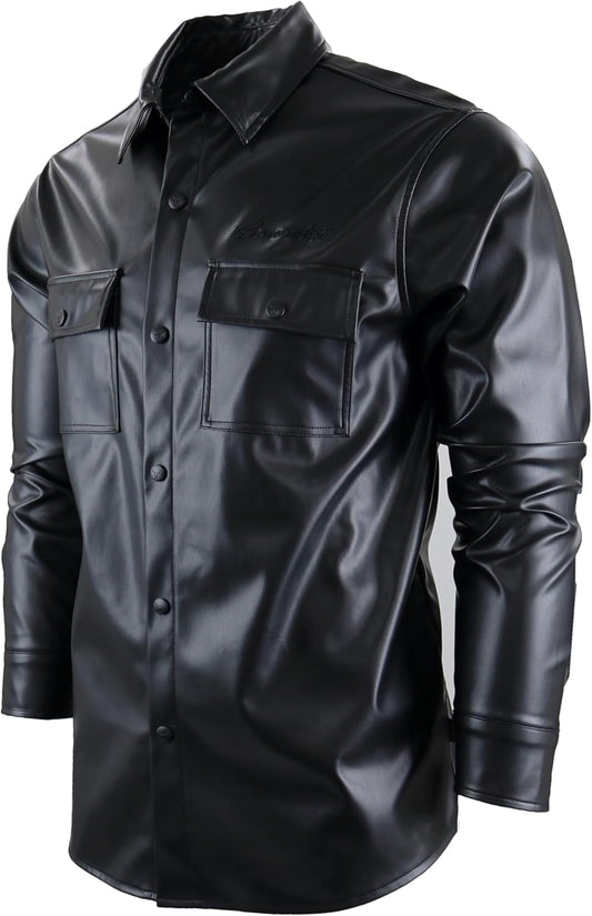Tracksuits 3202 Mens PU Urban Premium Track Set Vegan Leather Athletic Streetwear Fashion Suit