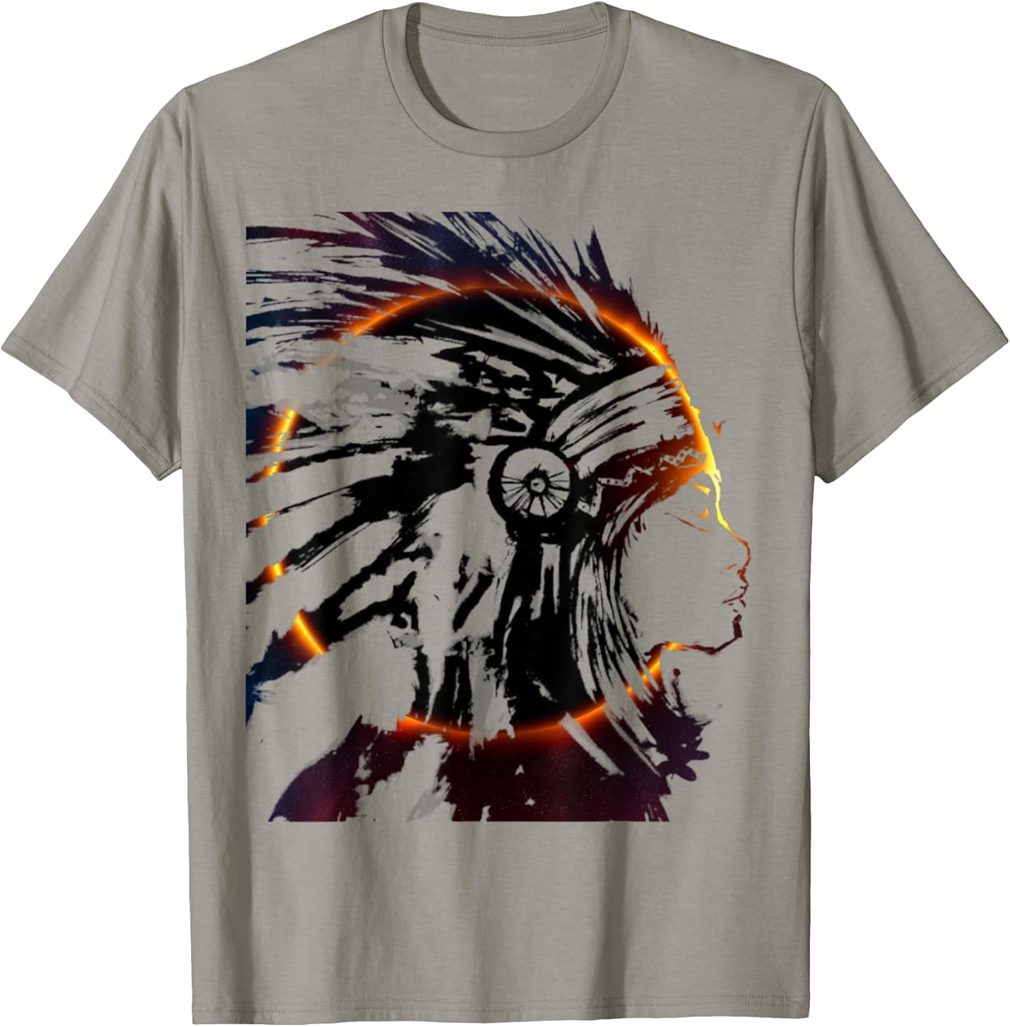 Eclipse Headdress Native American Indian Traditional Art T-Shirt