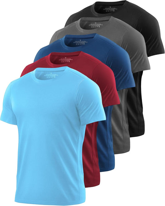 1/5 Pack Mesh Workout Shirts for Men Dry Fit Gym Quick Dry Athletic Short Sleeve Sports T-Shirt Moisture Wicking