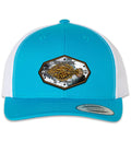 Flounder Kraken 6 Panel Trucker Snap Back Turquoise White Hat