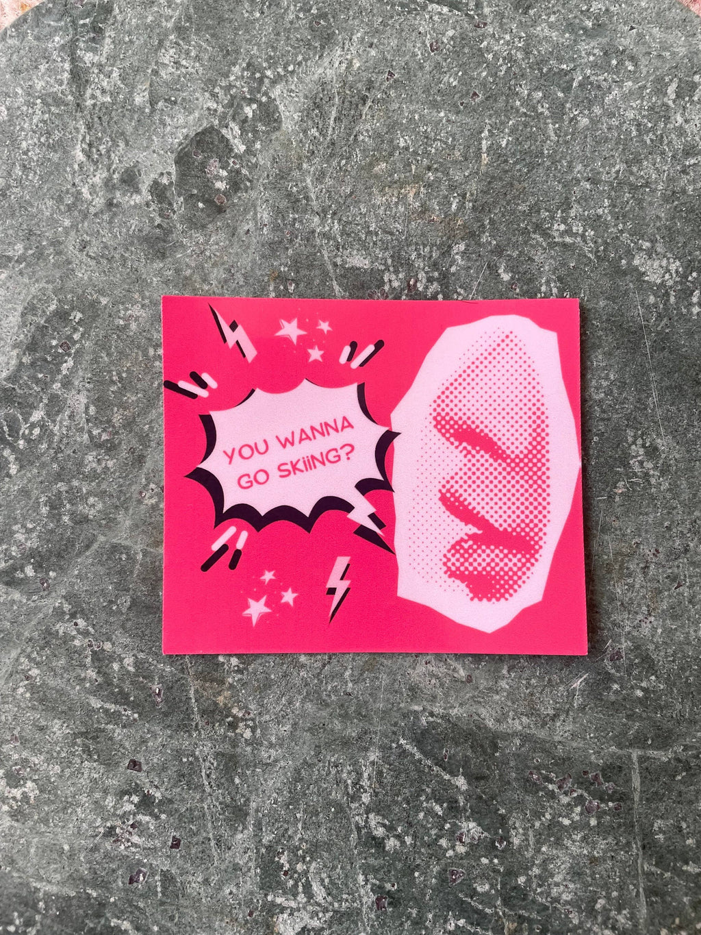 Pink Pop Art Skiing Sticke|Ski House Decor Weather Resistant