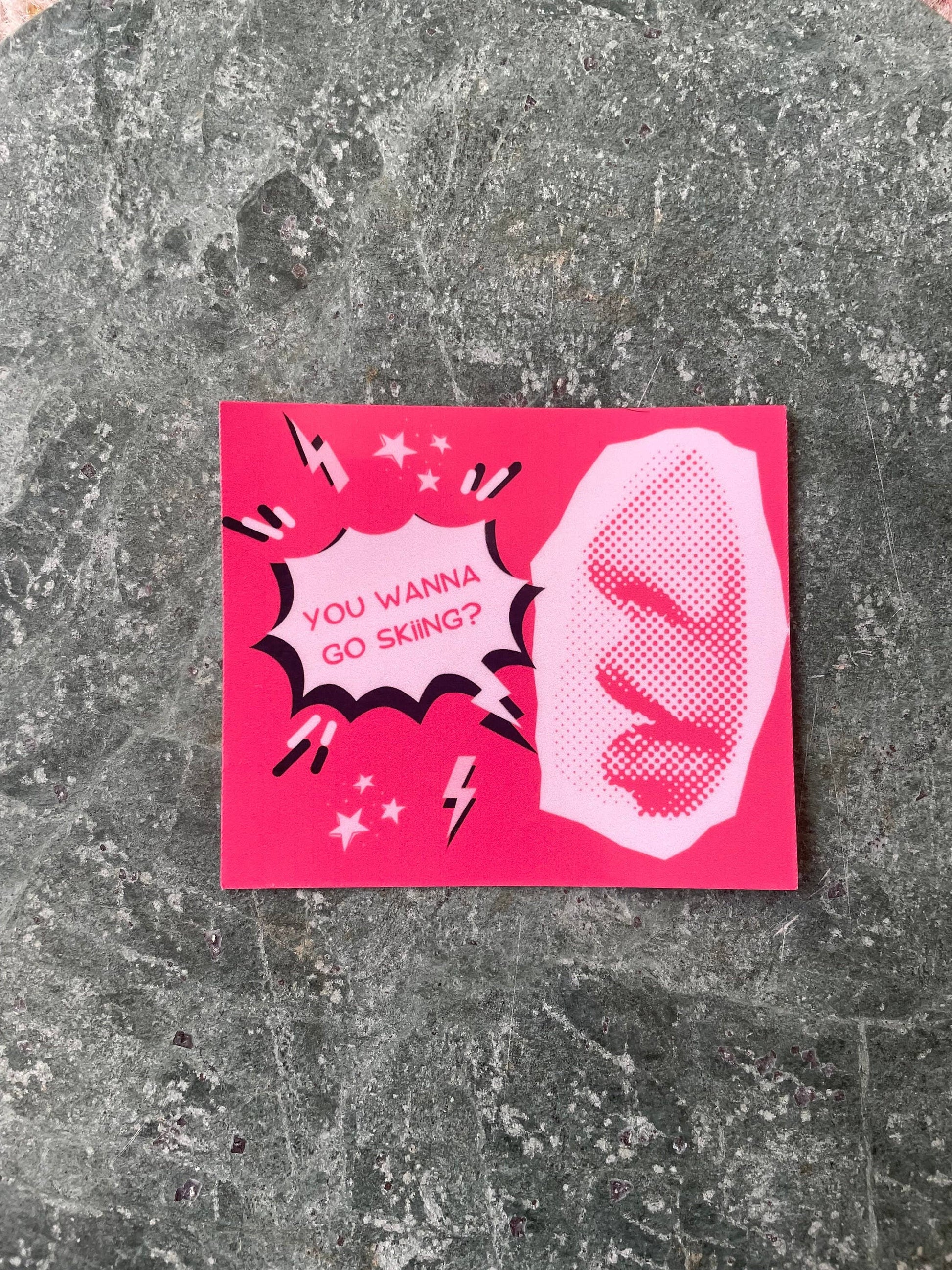 Pink Pop Art Skiing Sticke|Ski House Decor Weather Resistant