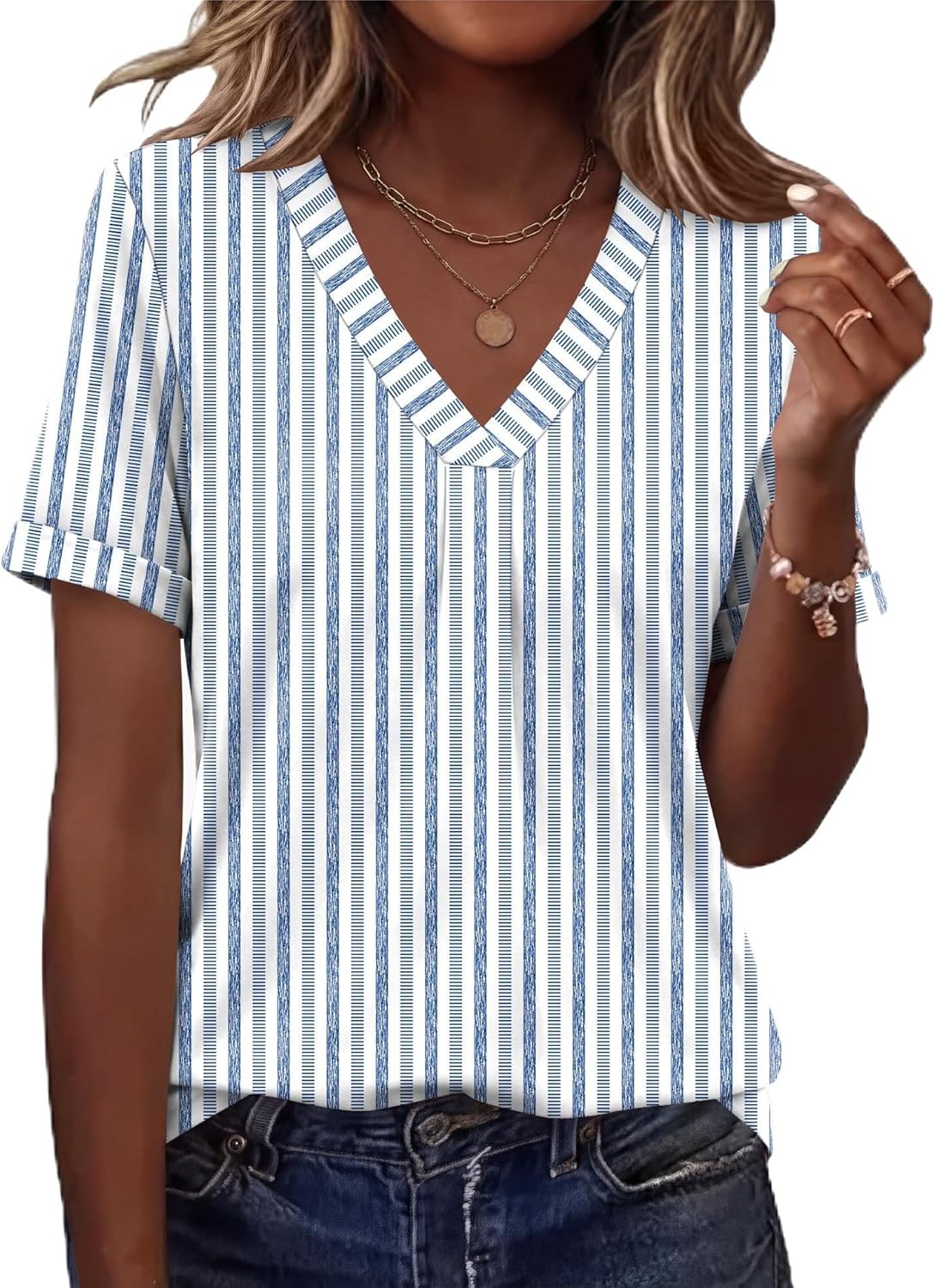 Womens Tops Short Sleeve Shirts for Women V Neck Business Casual Tunic Spring Fashion Clothes 2026