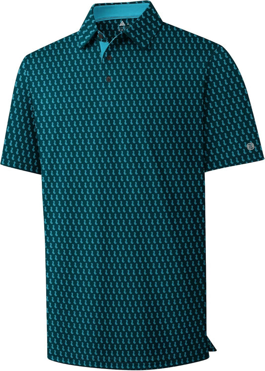 Mens Golf Shirts Short Sleeve Print Patterns Performance Moisture Wicking Polo Shirt