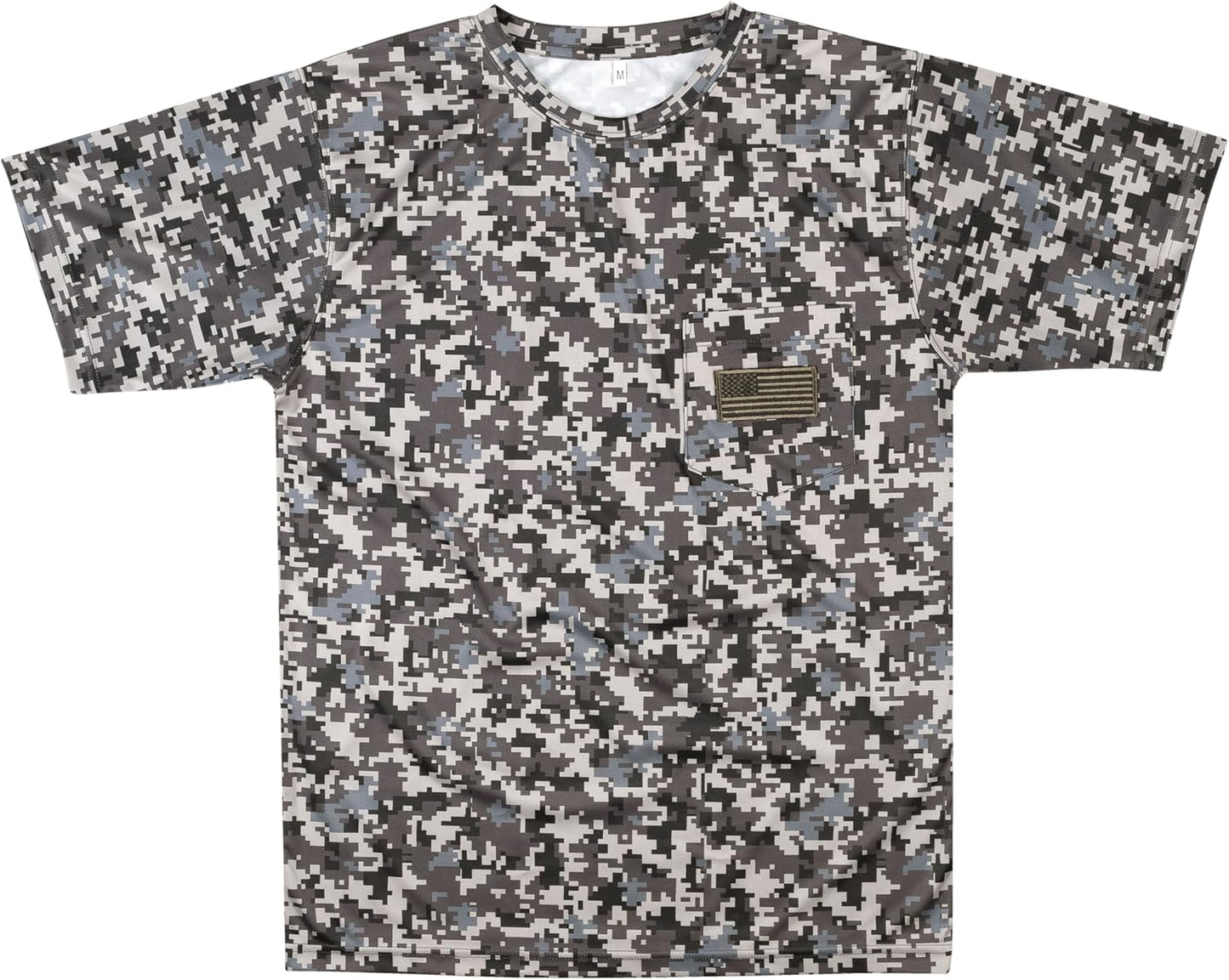 Mens Camo Shirts, Camouflage T-Shirt Hunting, Embroidered USA Flag Design, Authentic Realtree and Mossy Oak Design