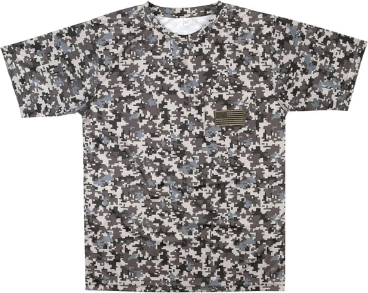 Mens Camo Shirts, Camouflage T-Shirt Hunting, Embroidered USA Flag Design, Authentic Realtree and Mossy Oak Design