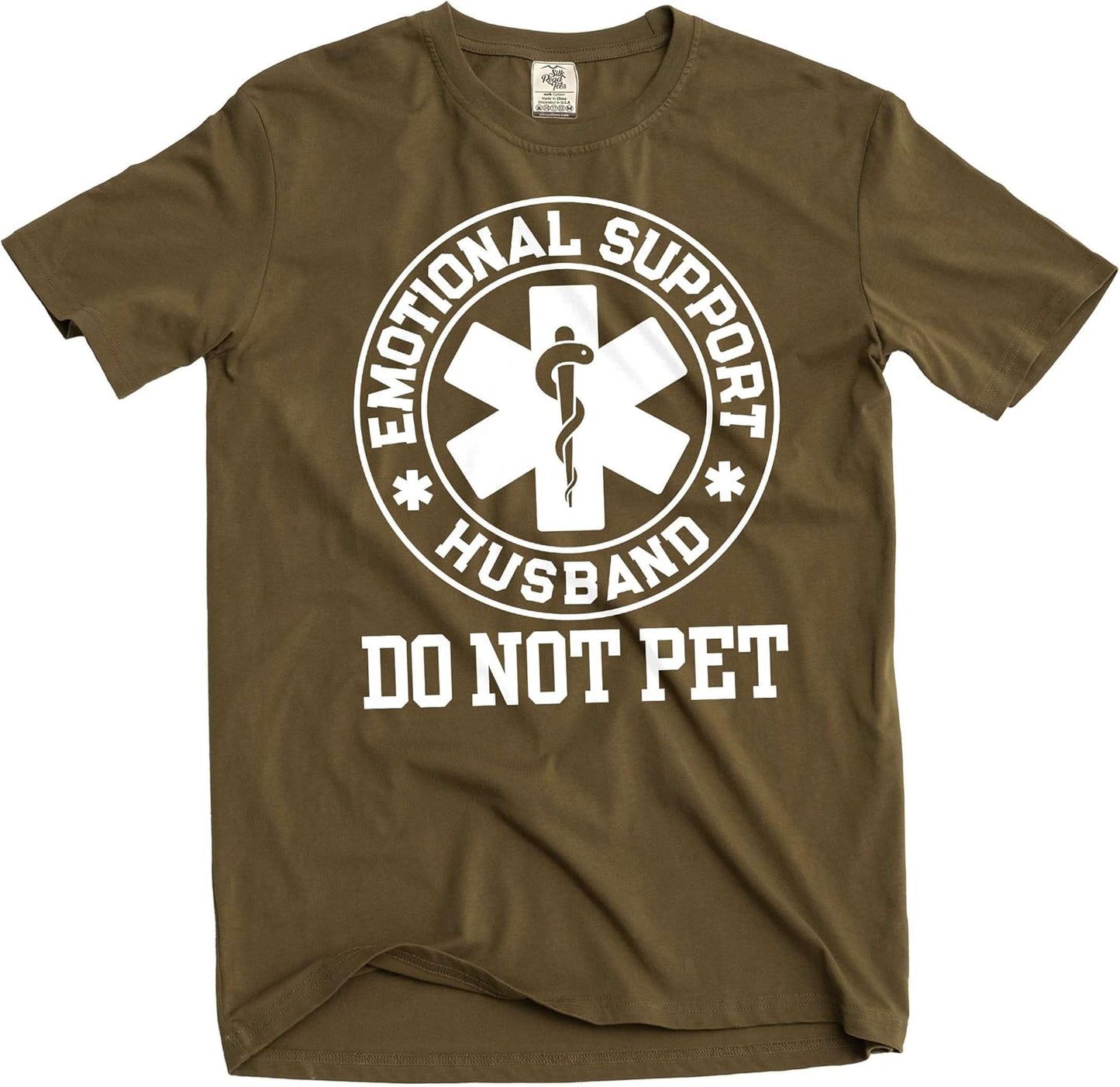 Men's Funny Emotional Support Husband T-Shirt Sarcastic Do not pet Father's Day dad Gift tee