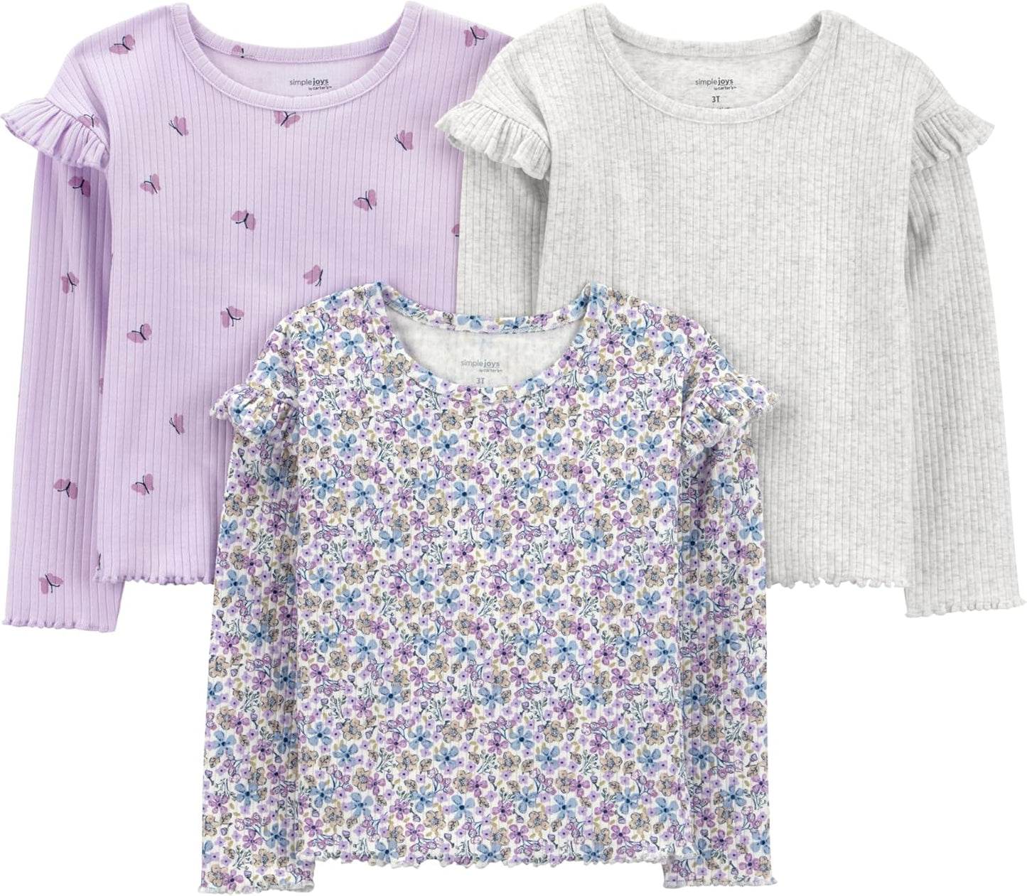 Baby Girls' 3-Pack Graphic Long-Sleeve Tees