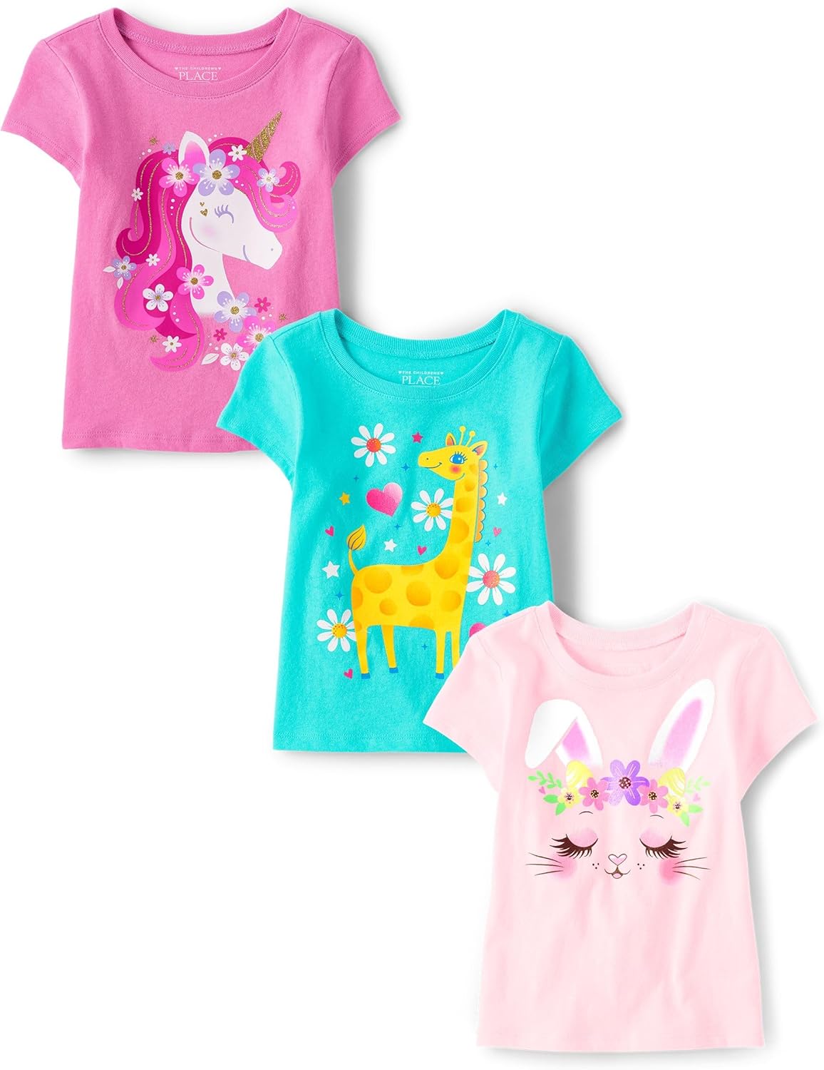 Baby Girls' and Toddler All Holidays,Birthdays Short Sleeve Graphic T-Shirts,3 Pack
