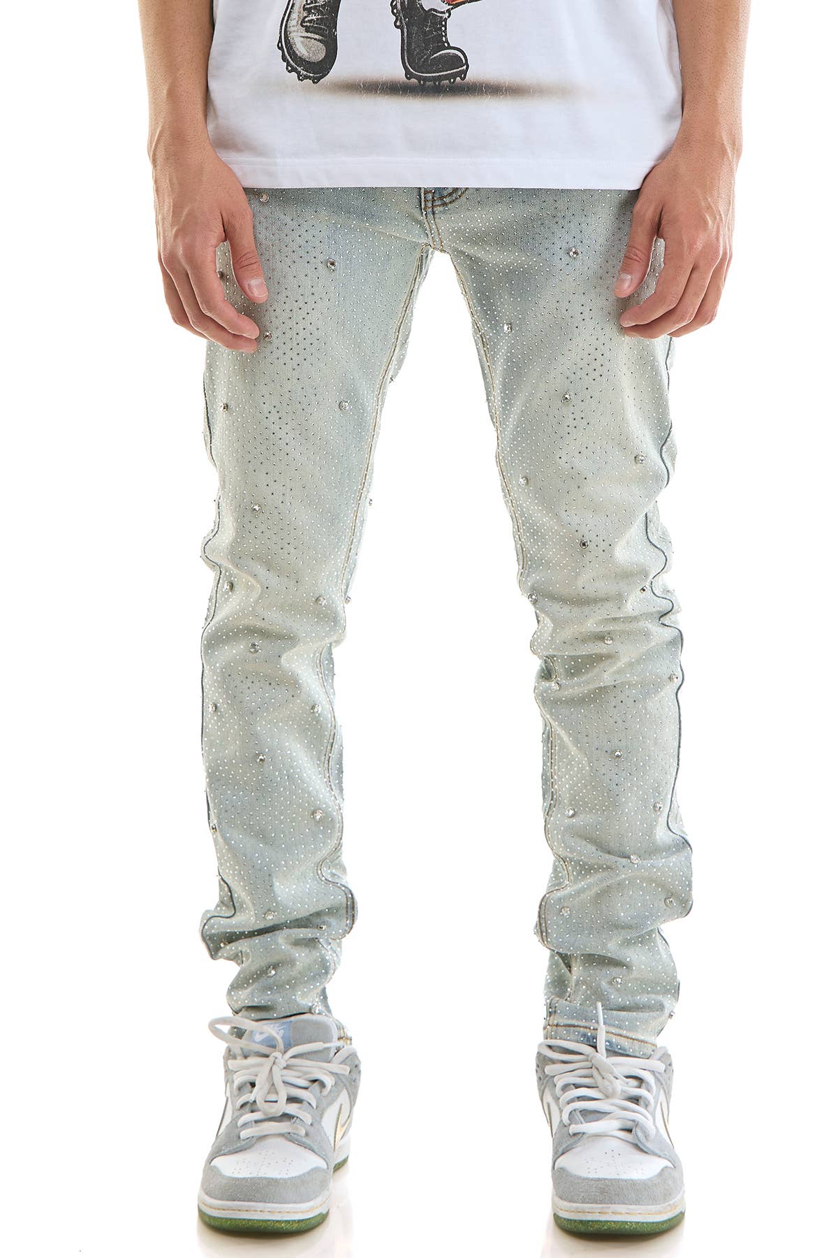 Pearl Rhinestone Flare Jeans/Pants V3