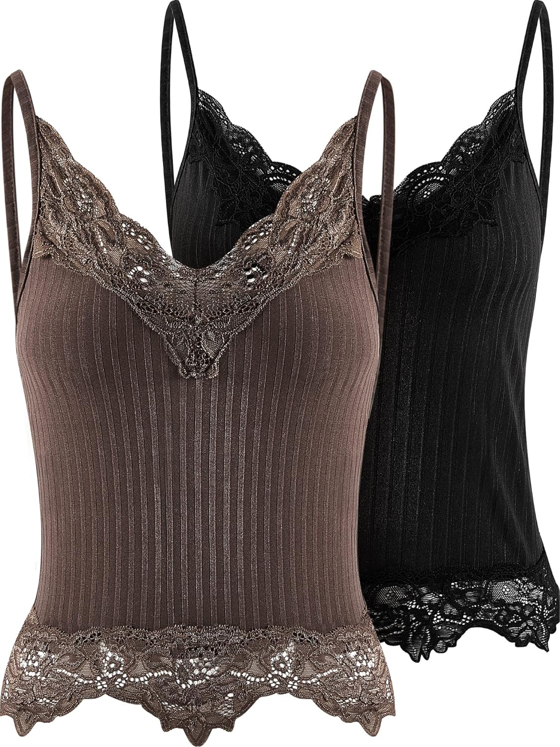 2 Pcs Lace Y2k Tank Tops for Women, Fairy Grunge Clothes, Crop Tops Cami Tank for Women Girls