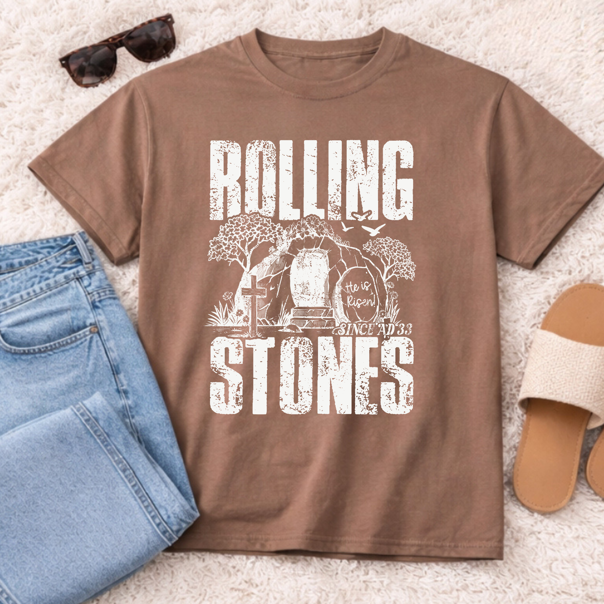 He Is Risen Rolling Stones Graphic Tee