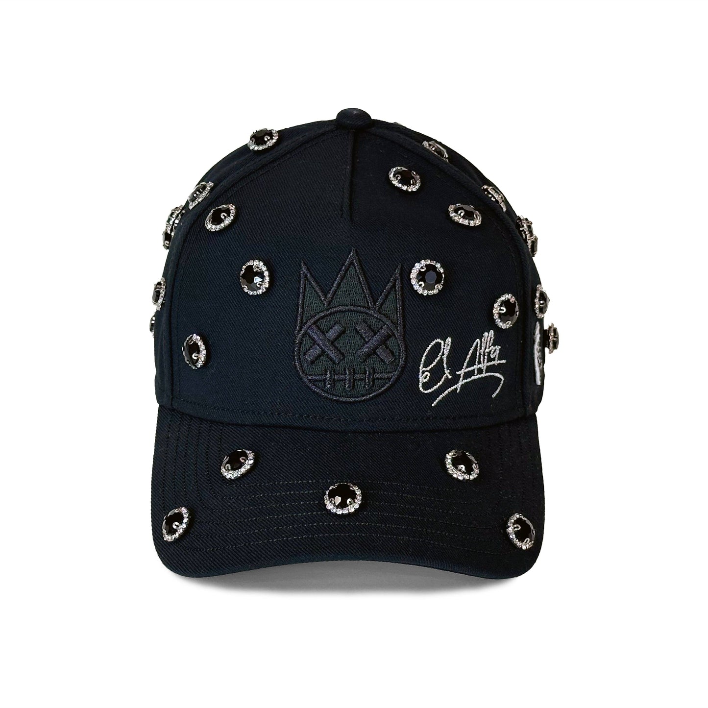 Cult X El Alfa Logo Crystal 5 Panel A Frame Trucker Hat in Black