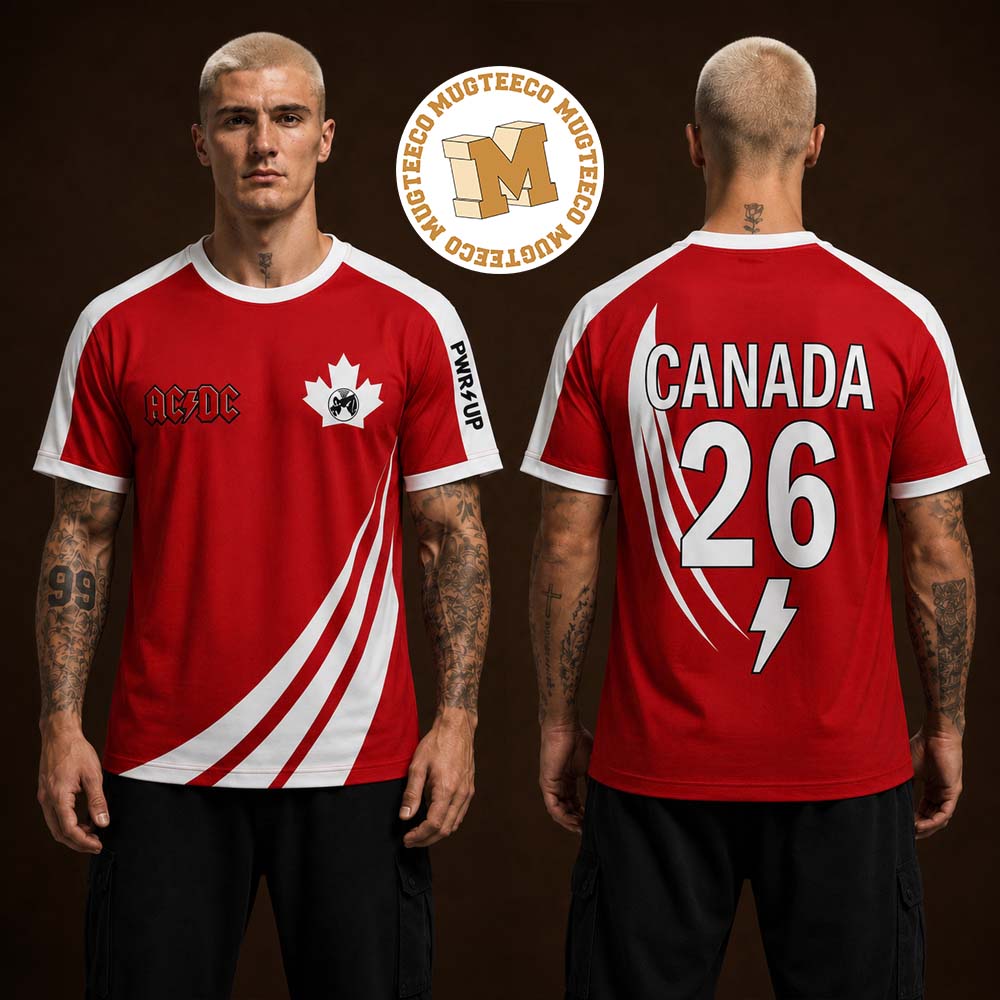 ACDC Canada 26 PWR UP Red White Two Sided Football Jersey