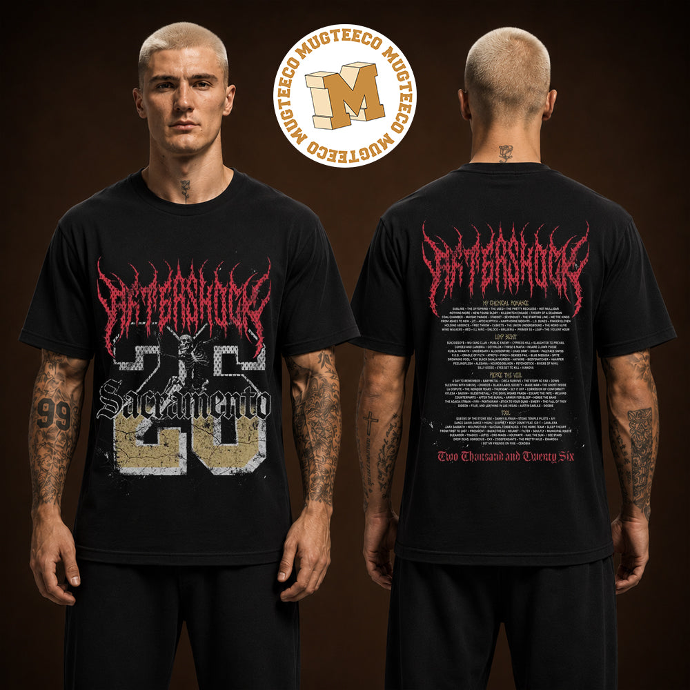 Aftershock Festival Sacramento California 2026 After Party Metal Skull Two Sided Unisex Black T Shirt