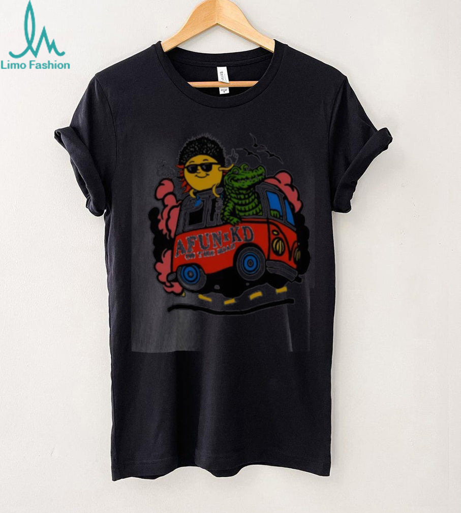 Afun x KD on the Road cartoon graphic shirt