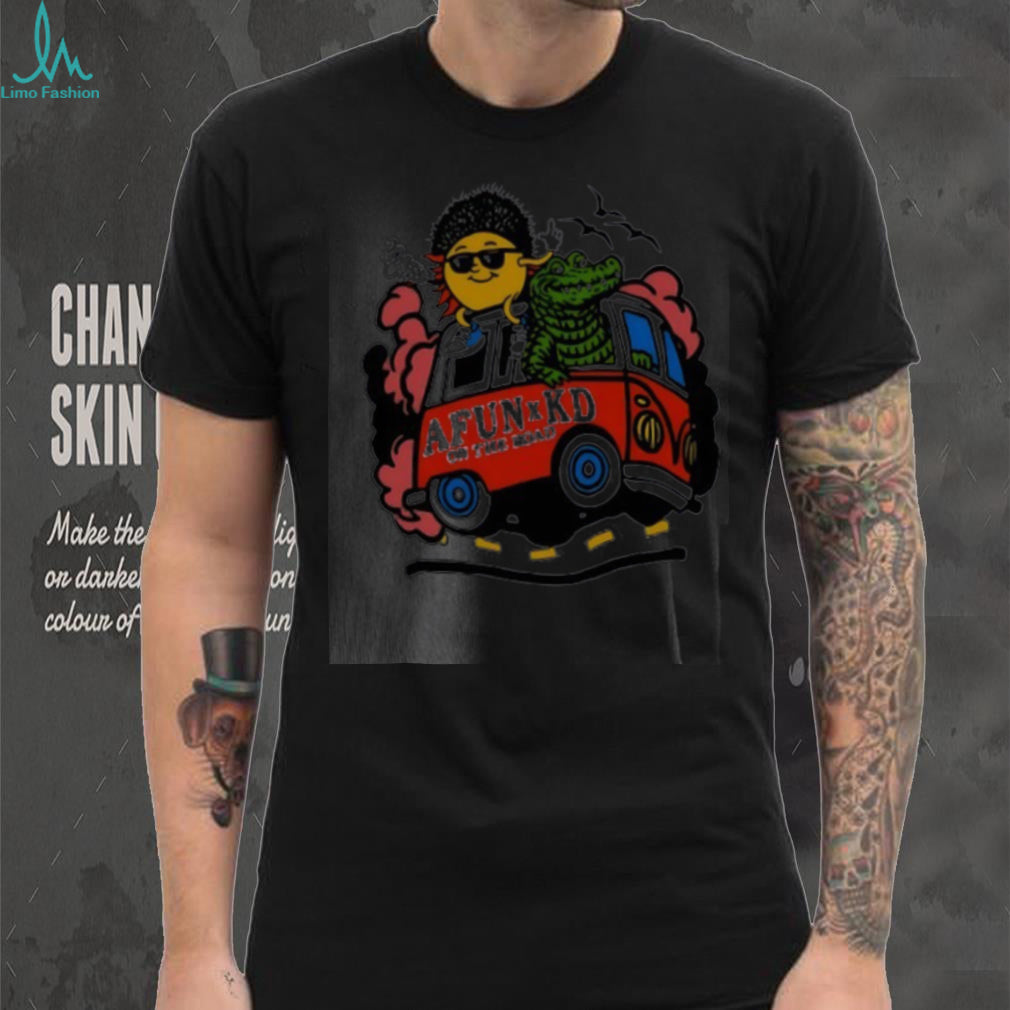 Afun x KD on the Road cartoon graphic shirt