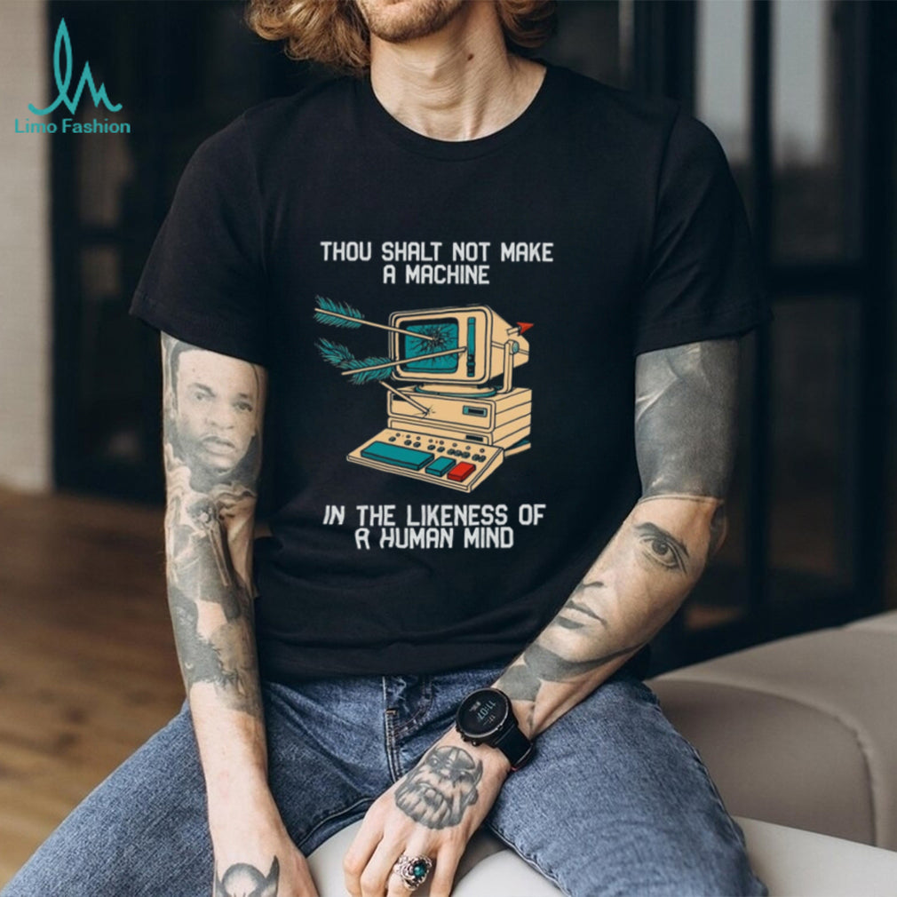 Anti AI Art Tech Human Mind Retro Computer Arrow Shirt