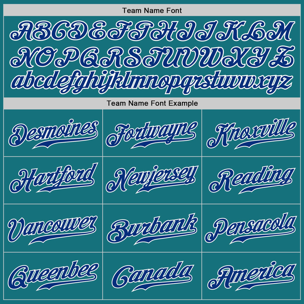 Custom Teal Royal-White Authentic Baseball Jersey