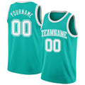 Custom Aqua White Authentic Basketball Jersey