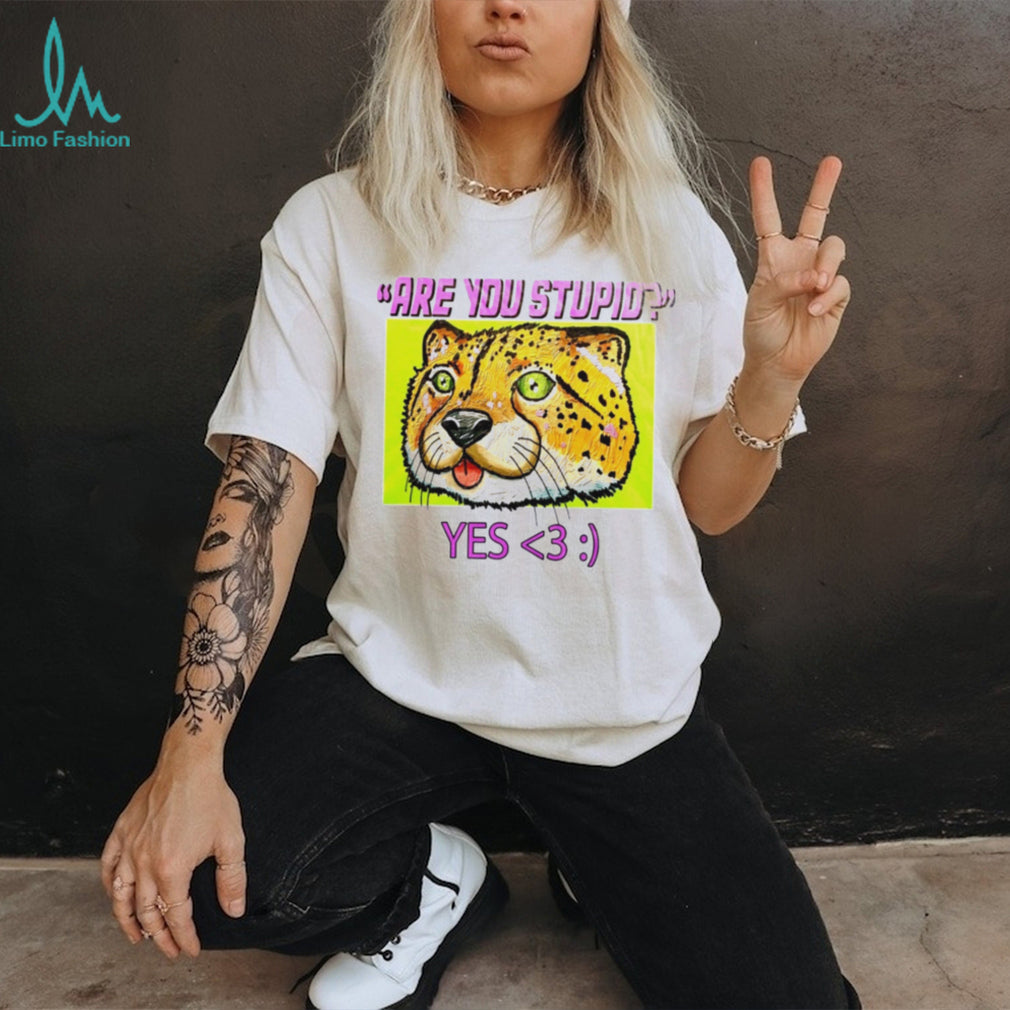 Are You Stupid Yes Cheetah cat funny shirt