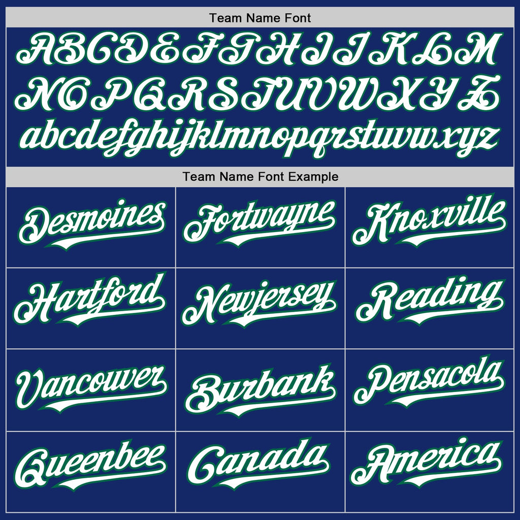 Custom Royal White-Kelly Green 3 Colors Arm Shapes Authentic Baseball Jersey