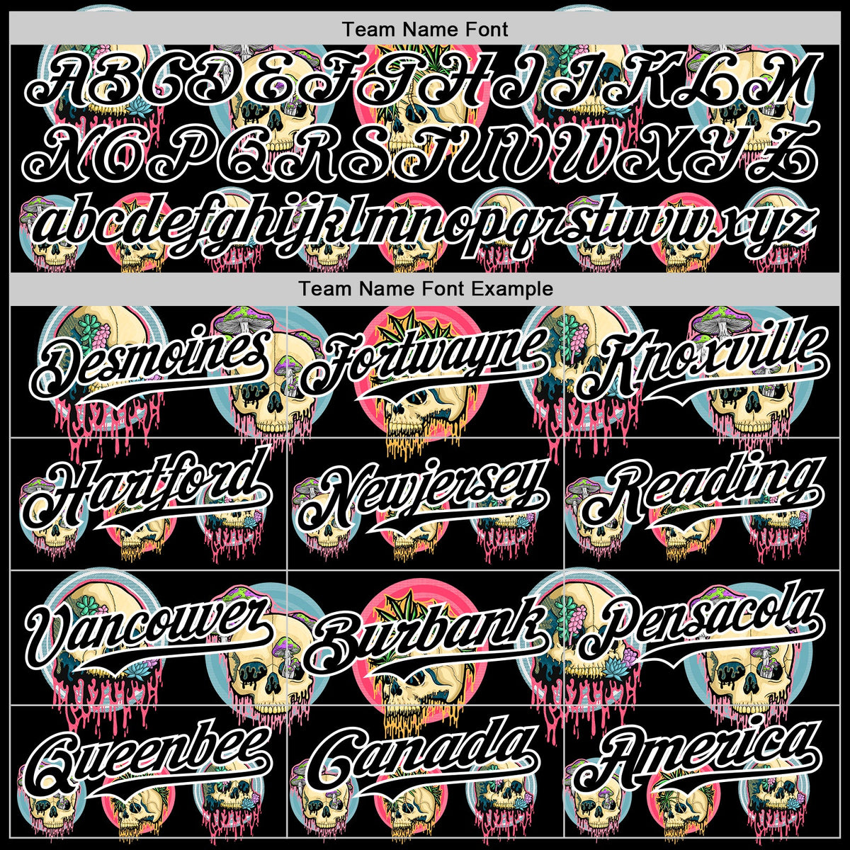 Custom Black White 3D Illymakes Drippy Skulls Authentic Baseball Jersey