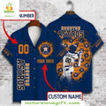 Astros Hawaiian Shirt Royal Blue Team Hustle Custom Name Baseball Apparel