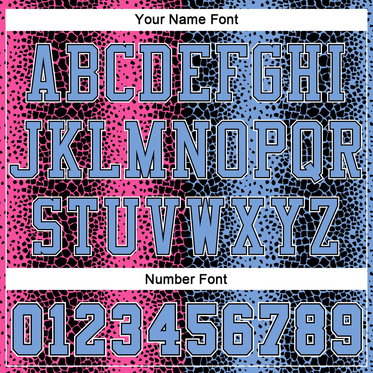Custom Black Light Blue-Pink Animal Fur Print Round Neck Sublimation Basketball Suit Jersey