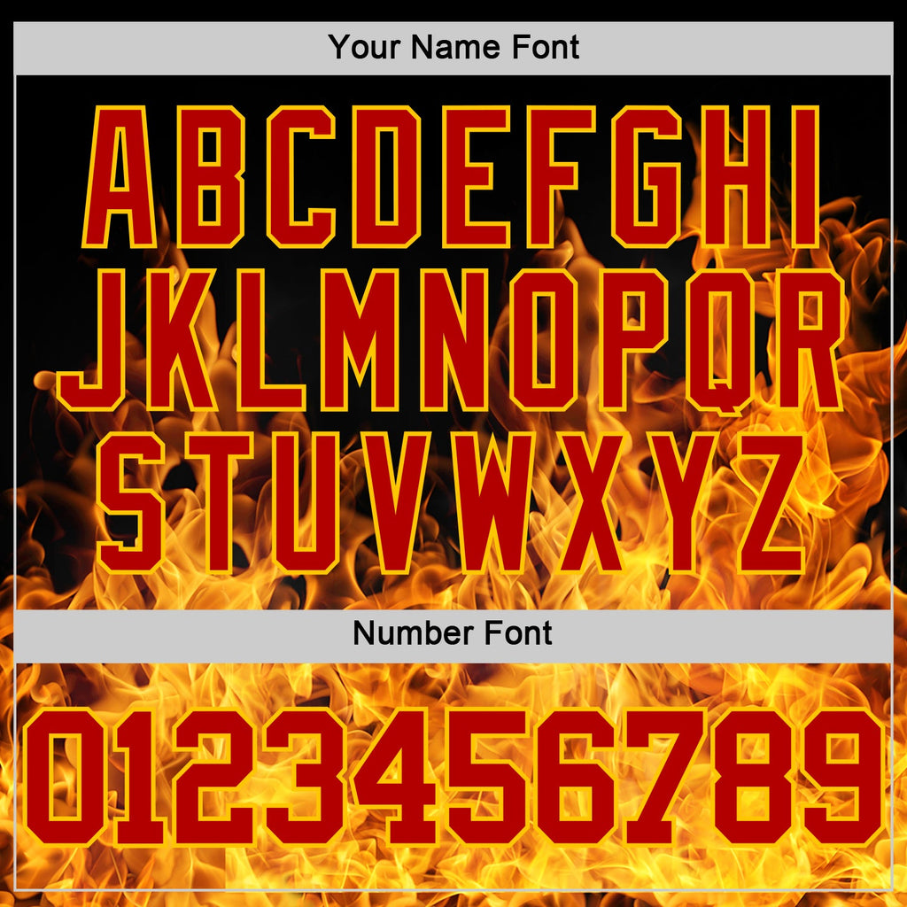 Custom Black Red-Yellow Flame Round Neck Sublimation Basketball Suit Jersey