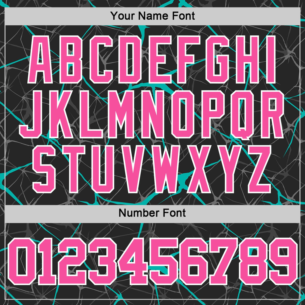 Custom Black Pink Aqua-White Abstract Network Round Neck Sublimation Basketball Suit Jersey
