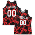 Custom Black White-Red Splash Round Neck Sublimation Basketball Suit Jersey