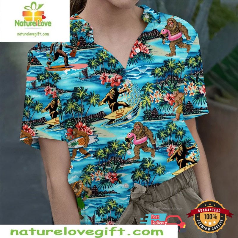Bigfoot Hawaiian Shirt Funny Sasquatch Aloha Shirts