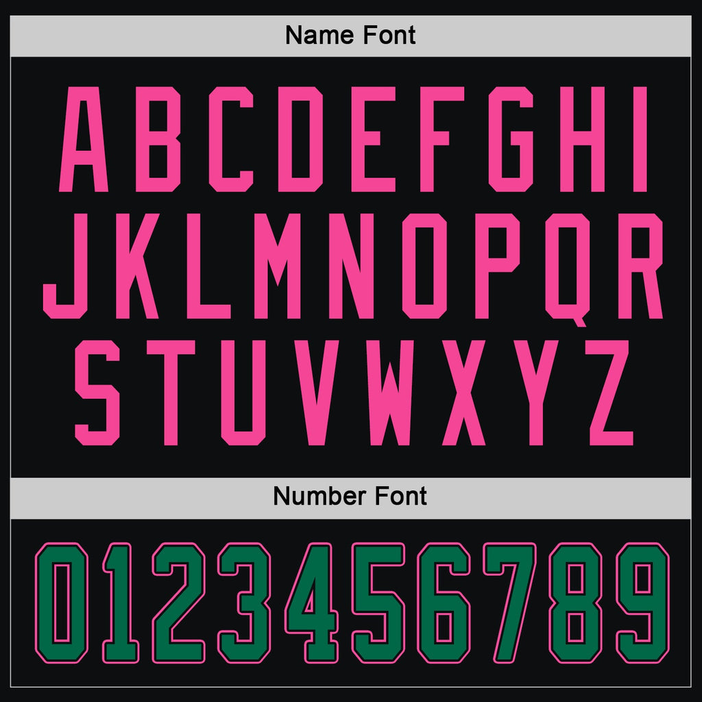 Custom Black Kelly Green-Pink Hockey Jersey