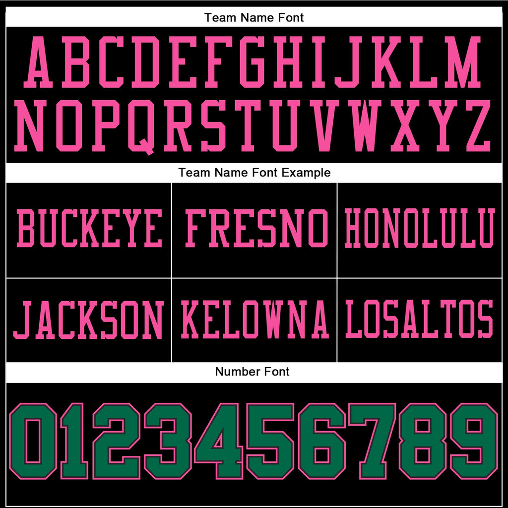 Custom Black Kelly Green-Pink Authentic Football Jersey