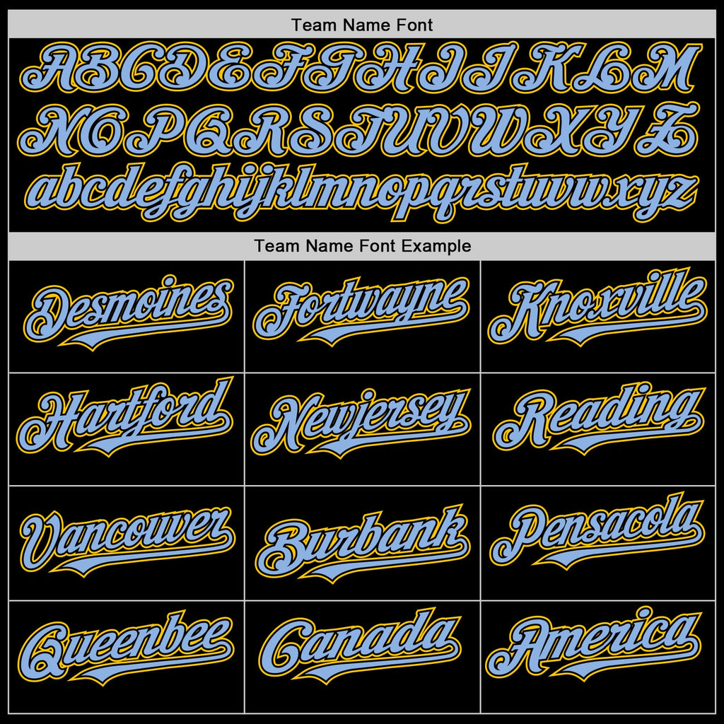 Custom Black Light Blue Pinstripe Yellow Authentic Sleeveless Baseball Jersey