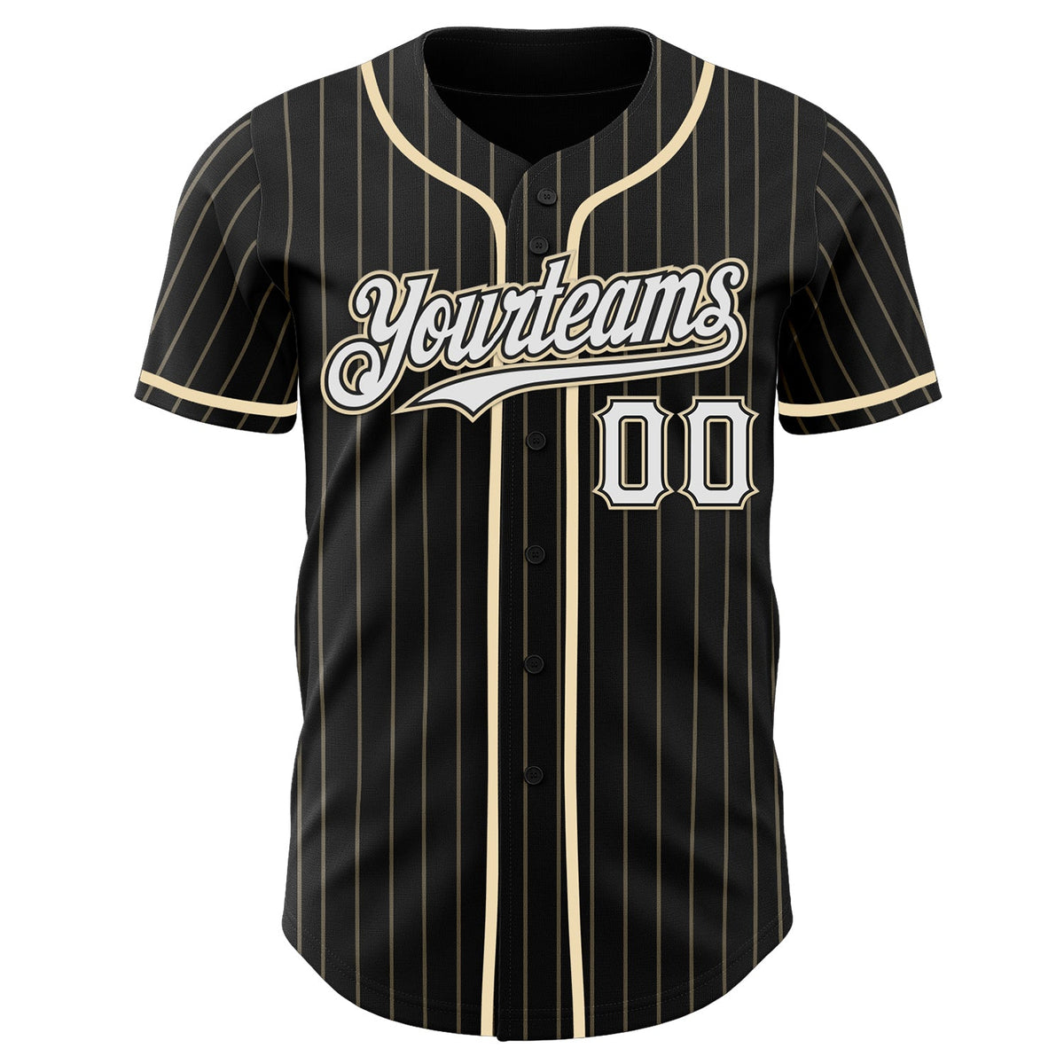 Custom Black Cream Pinstripe White Authentic Baseball Jersey