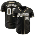 Custom Black Cream Pinstripe White Authentic Baseball Jersey
