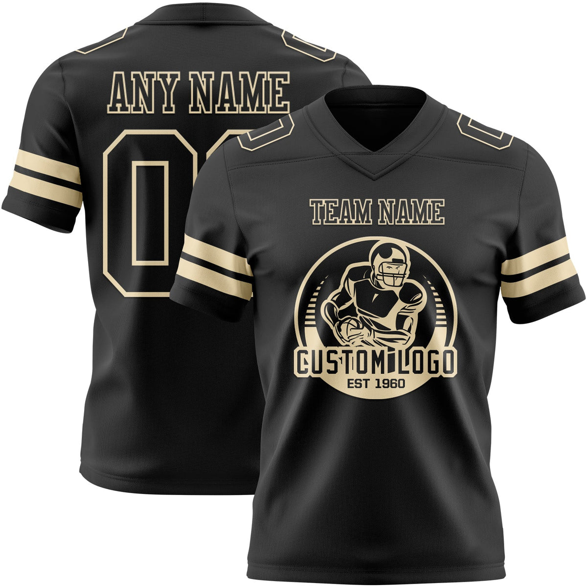 Custom Black Cream Authentic Football Jersey