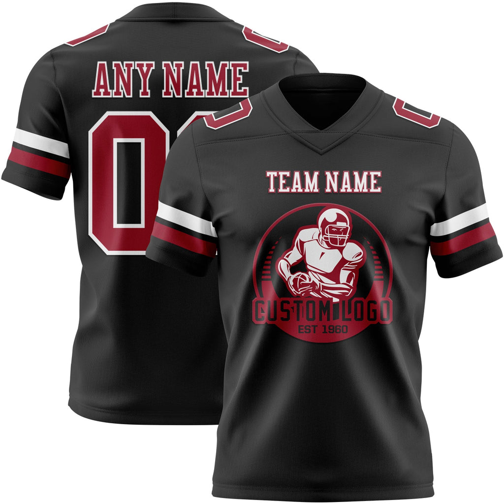 Custom Black Cardinal-White Authentic Football Jersey