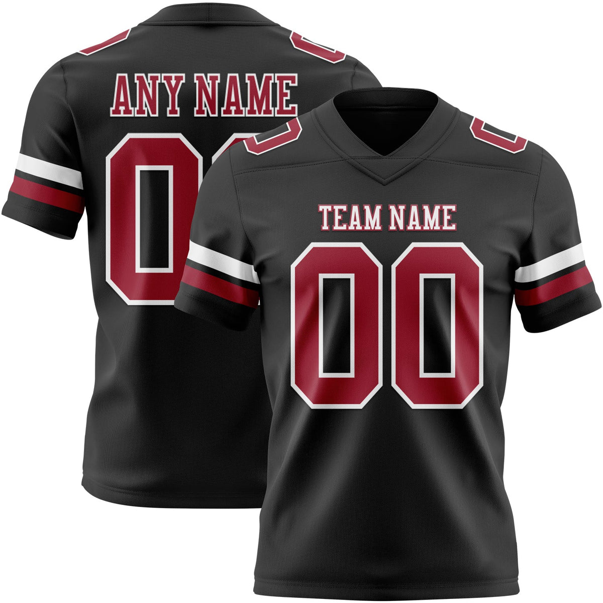Custom Black Cardinal-White Authentic Football Jersey
