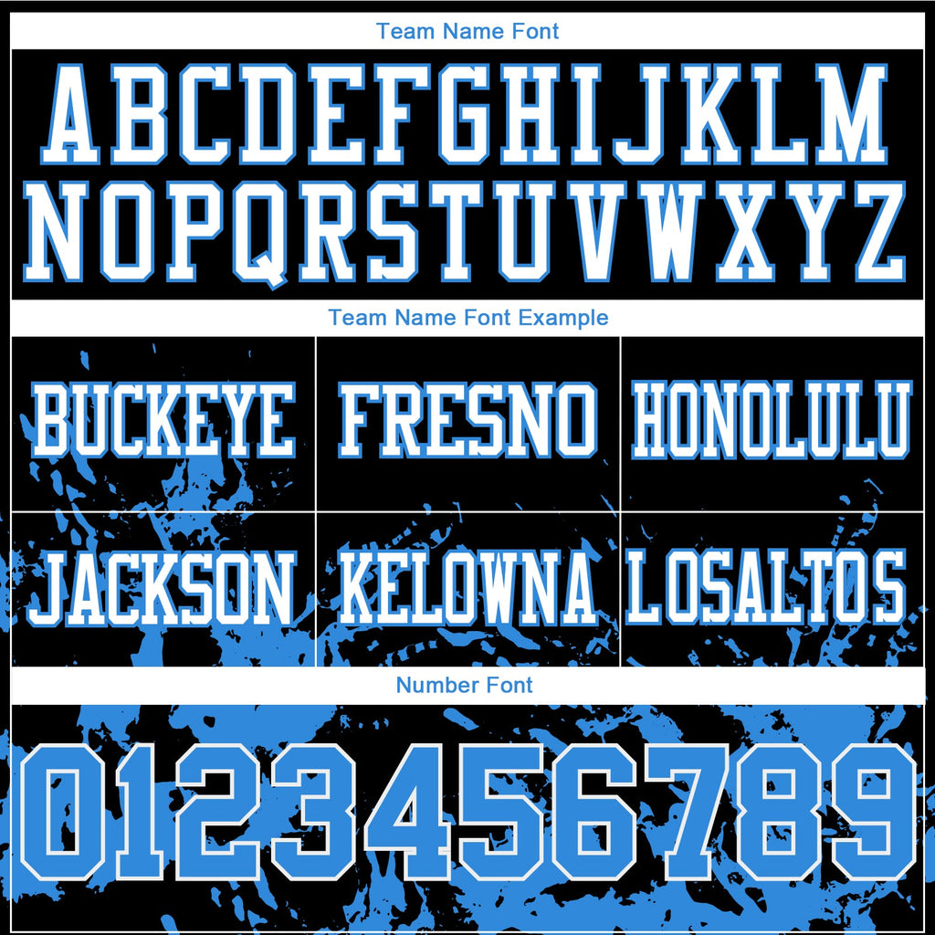 Custom Black Powder Blue-White 3D Pattern Splash Authentic Football Jersey
