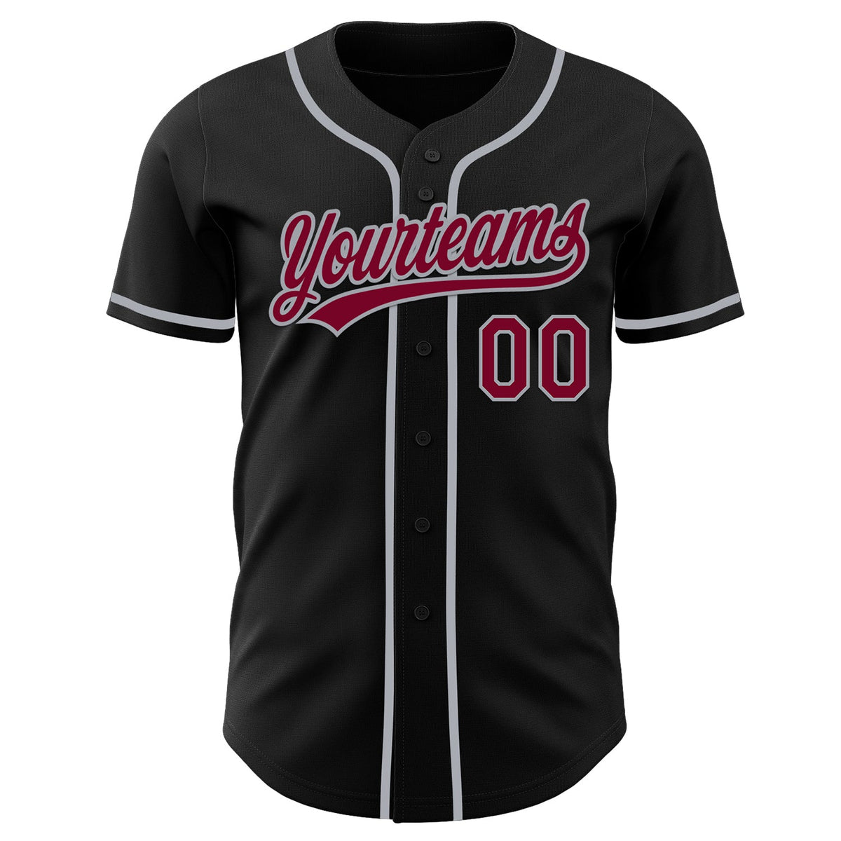 Custom Black Maroon-Gray Authentic Baseball Jersey